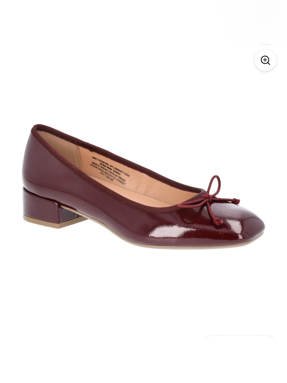 Time and Tru Women’s String Bow Block Heel Ballet Shoes | Burgundy